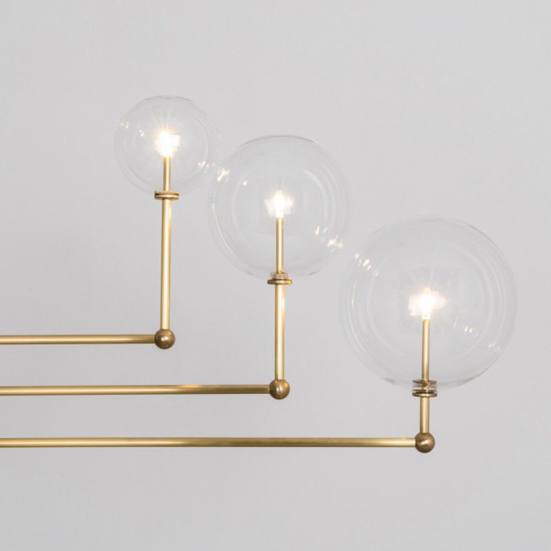 Schwung Universe Burnished Brass Transparent Globe Chandelier